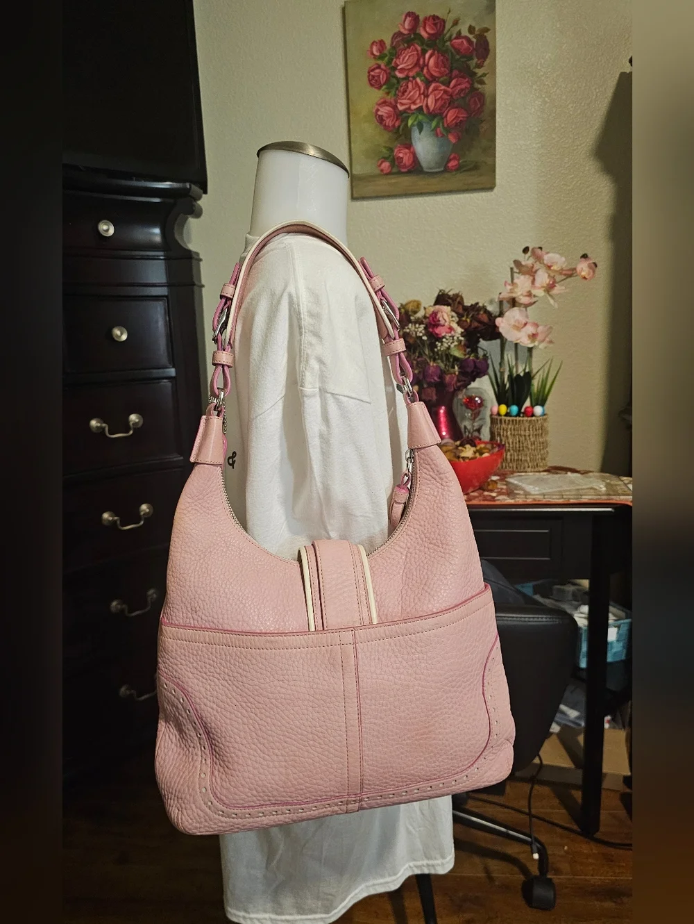 Coach Hampton Pink Pebble Handbag - Picture 2 of 6
